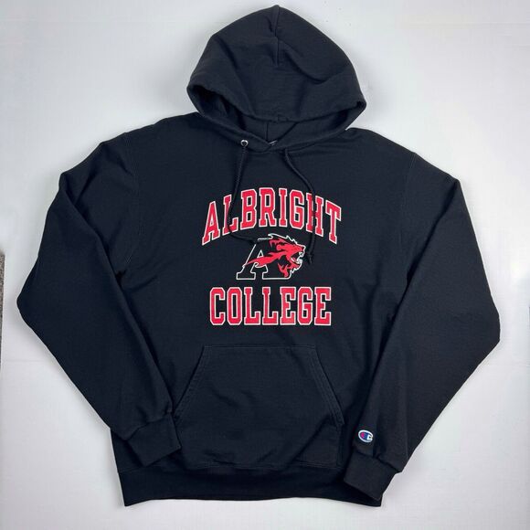 Champion Albright College Pullover Hoodie Size Medium Black Sweatshirt - Picture 1 of 13
